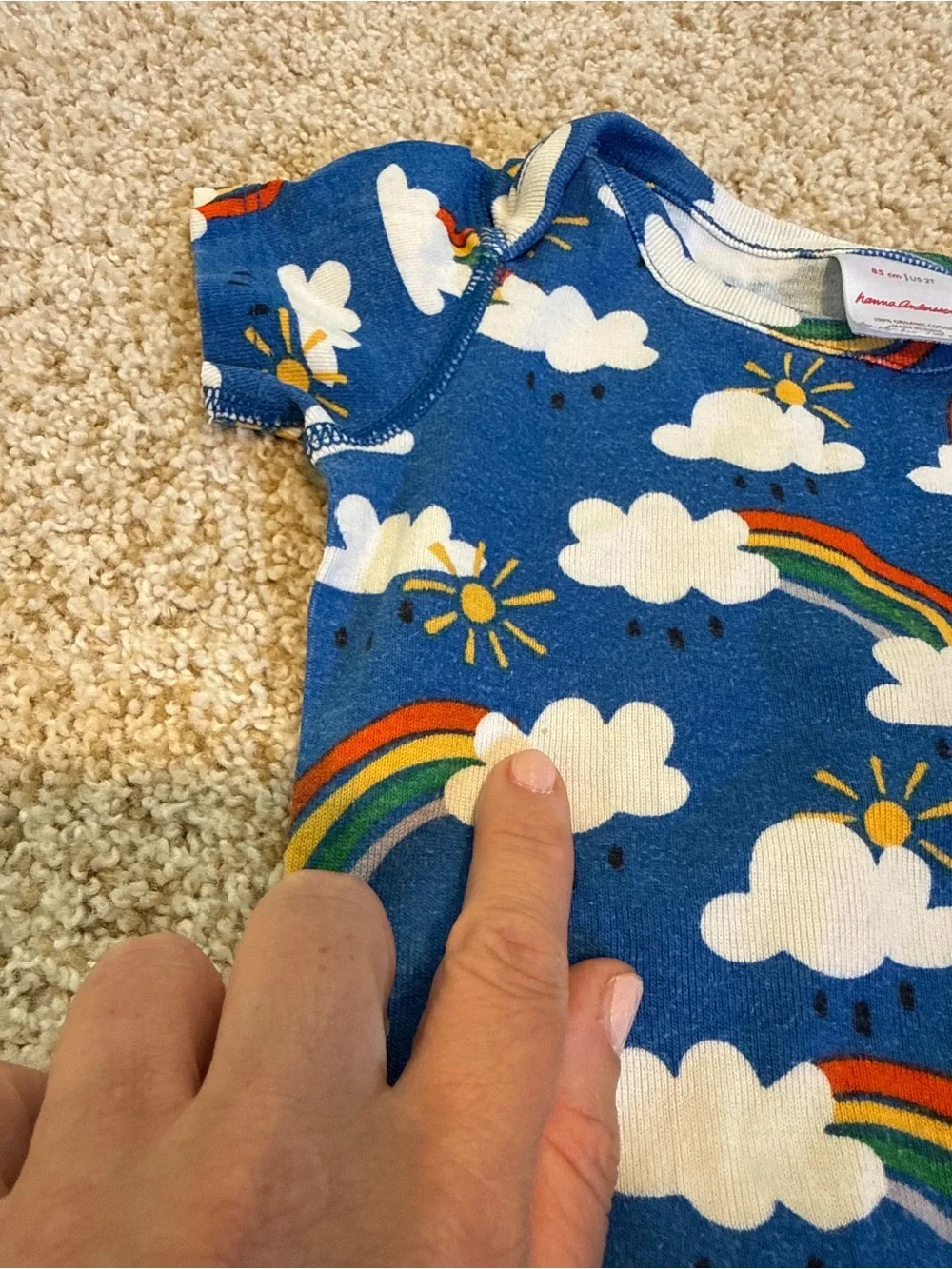 Hanna Andersson Royal Blue Rainbow & Cloud Baby One-Piece